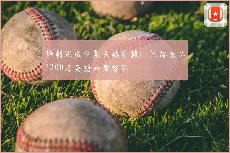 热刺完成今夏关键引援：范赫克以5200万英镑加盟球队